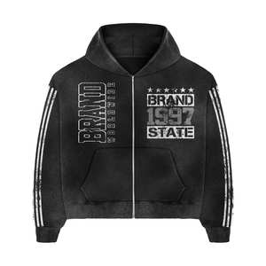 100% High Quality Cotton Material <b>Red</b> Color DTF Printing Zipper Closure Two Piece Sets Hoodie & Flare <b>Trouser</b> Jogger Sets - Product Image 3