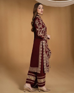 FabZone <b>Women's</b> Designer Faux Georgette Embroidery <b>Kurta</b> Set Vintage Style for Party - Product Image 3