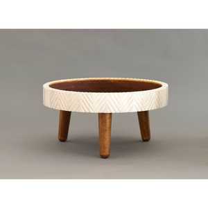 ขาตั้งเค้กไม้ฝังกระดูกทำมือ งานฝีมือประณีต เป็นมิตรกับสิ่งแวดล้อม ผิวขัดเงา สวยงาม เหมาะสำหรับเสิร์ฟขนมหวานระดับไฮเอนด์ - Product Image 1