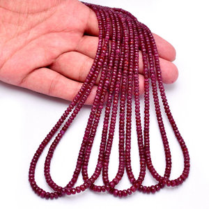 Rubí Longido de 3mm-5.50mm, Gema Facetada en Forma de Rondelle, Rubí Rojo Natural, Gema Semipreciosa, Cuentas Sueltas para Joyería - Product Image 5