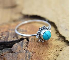 แหวนพลอยรูปดอกไม้สีฟ้าคราม925สำหรับผู้หญิง - Product Image 3