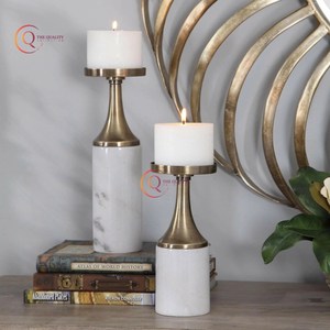 Ensemble de bougeoirs élégants en marbre et en métal Pièce maîtresse unique de mariage de Pâques pour hôtels et restaurants - Product Image 5