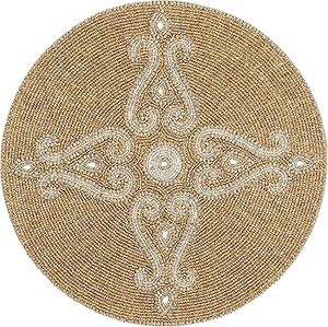 Set de table rond fait main en perles vintage pour mariage, maison, écologique, durable, couleur et taille personnalisées - Product Image 3