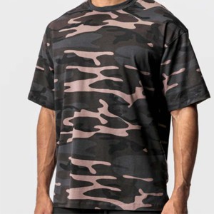 Camiseta de felpa de manga corta con patrón de camuflaje para hombre en stock de alta calidad para deportes, senderismo y moda diaria - Product Image 5