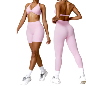 Free Custom Logo Women Sportswear 3 Piece Set Yoga Top <b>Jacket</b> Pants Leggings Sports Bra Scrunch Shorts Gym <b>Workout</b> Fitness Suits - Product Image 1