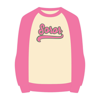 Sweat-shirt ras du cou à manches raglan Ivory Soror pour femme, style sororité grecque, rose et vert, pour la fraternité universitaire, élégant, décontracté, en polaire d'hiver