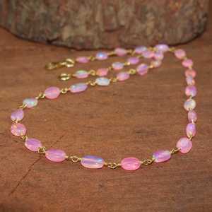 Collier en fil enroulé avec perles de pierre d'opale rose, opale éthiopienne authentique, opale faite à la main, pierre de naissance, argent 925, or 14 carats - Product Image 2