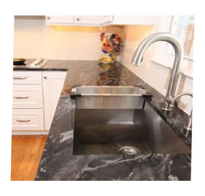 Azulejo Pulido de Granito Negro Indio de Primera Calidad con Patrón de Remolino Bosque Marino para Aplicaciones de Pisos Elegantes - Product Image 1