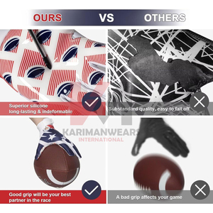 Gants de football américain avec logo personnalisé, fabricant OEM, qualité professionnelle, poignets en silicone antidérapants - Product Image 4