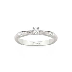 Jeulia Minimalist Brushed Round Cut Bamboo Promise Fashion <b>Ring</b> - Product Image 3