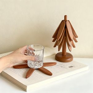 Juego de Posavasos y Salvamanteles de Madera Hechos a Mano |   Soporte para Olla Caliente de Madera Natural Sólida Resistente al Calor para Mesa de Comedor - Product Image 5