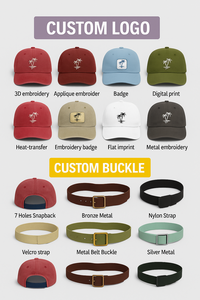 Custom 6 Panel Baseball <b>Hats</b> OEM <b>Waterproof</b> Cotton Twill Adjustable Fit for <b>Men</b> with Logo Patch Made in Vietnam Free Mock Up - Product Image 6