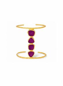 Adjustable <b>Gold</b> Plated Women's Open Arm Cuff <b>Bracelet</b> Flower Design with Crescent Arm Bangle Fashionable Jewellery - Product Image 3