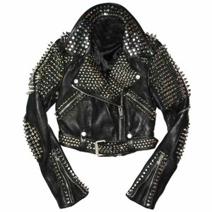 Men's Reversible Black <b>Punk</b> Leather <b>Jacket</b> Genuine Zippered Closure Biker Style Studded Cowhide Leather <b>Jacket</b> - Product Image 1