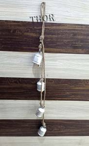 Ensemble de 4 cloches cylindriques en étain vintage cloches de vache en fer recyclé 3 pouces couleur argent aspect antique thème rustique - Product Image 3