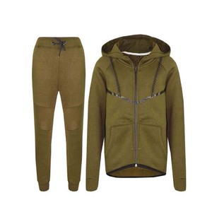 Motif solide bonne qualité 2 pièces ensembles hommes survêtements à capuche vêtements de sport vêtements de sport coton polaire taille élastique hiver imprimé - Product Image 5
