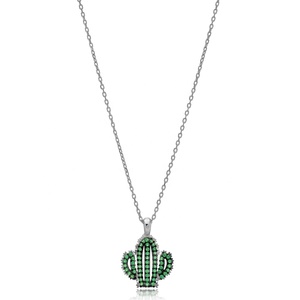 Cactus Design Emerald Stone Charm Pendentif Turc Fait à la Main 925 Bijoux en Argent Sterling - Product Image 5