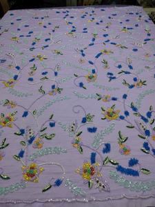 ผ้าลูกไม้ตาข่ายปักเลื่อม 3 มิติ แบบถักลายแจ็คการ์ด สำหรับชุดเด็กผู้หญิง - Product Image 3