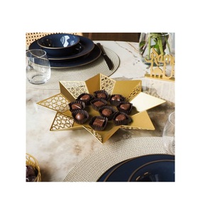 Vajilla Vintage Decoración del hogar Bandeja Hecha a mano Metal Forma De Luna Bandeja Platos de exhibición de ayuno Bandeja de Ramadán - Product Image 5