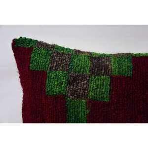 Multicolor Tartan Wool Kilim Patchwork <b>Pillow</b> 12x36 Inch Luxury Woven Cushion Vintage Leaves Design Decorative 18x18 Cushion - Product Image 2