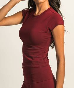 T-shirt côtelé décontracté pour femmes, tissu en coton respirant avec design à manches courtes, coupe ajustée, idéal pour la mode estivale. - Product Image 3