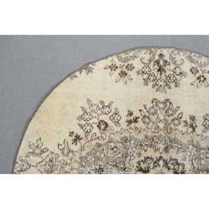 Tapis turc vintage 3,5x3,5 pieds, tapis patchwork blanc - Product Image 5