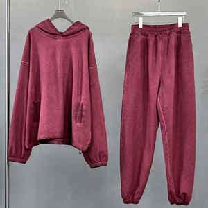 Sweat à capuche brodé personnalisé unisexe vintage sans ficelle coton 450Gsm poids lourd éponge lavé à l'acide sweat à capuche pour homme avec capuche pour homme - Product Image 6