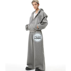 2-Piece Custom Print Tracksuit Set, <b>Grey</b> <b>Hoodie</b> and Sweatpants, Wholesale Bulk Orders Tracksuit <b>Men</b> Women USA Fashion Tracksuit - Product Image 3