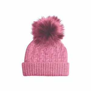 Bonnets en gros en tissu tricoté doux, style robuste pour l'extérieur, chapeaux d'hiver pour la protection contre le froid avec nœuds - Product Image 2