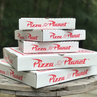 Boîtes Pizza Planet 16 pouces blanches/rouges gaufrées personnalisables, matériau recyclé alimentaire, pelliculage mat, revêtement UV, fournisseur en gros