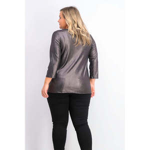 Top in Maglia da Donna Alfani Taglia Extra Large Nero con Design Intrecciato Metallizzato sul Davanti - Product Image 2