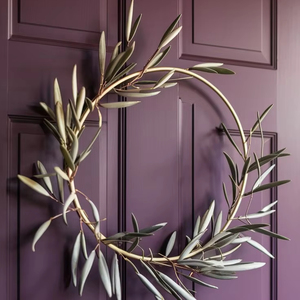 Minimalist Olive Leaf Ring Wreath Modern Metal <b>Hoop</b> Wall Decor - Product Image 1