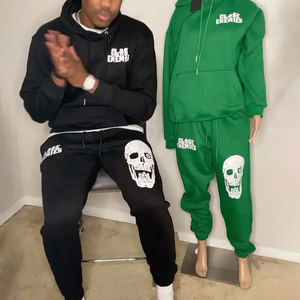 Custom 3D Puff Print Sweatsuits Two Pieces Fleece Tracksuit Set <b>Oversized</b> Cotton <b>Joggers</b> Flared Sweatpants and Hoodie Set Men - Product Image 2