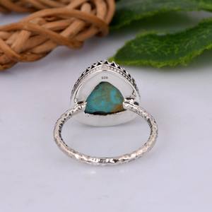 Kingman, anillo de plata de ley turquesa, joyería artesanal Bohemia del sudoeste, anillo hecho a mano de piedras preciosas, regalo de plata Vintage para él - Product Image 5