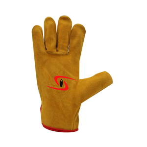 Segen ถุงมือขับรถหนังวัวแยกนิ้ว, ถุงมือนิรภัยด้านหลังแบบท่อสีแดงมีความทนทานทนทาน - Product Image 2