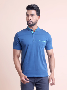 T-shirt à manches courtes et col mandarin de haute qualité pour hommes Vêtements décontractés confortables 100% coton pour les tenues de tous les jours et le bureau - Product Image 2