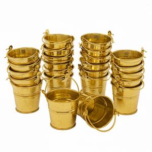 Petit seau en métal doré classique, mini seau en étain pour fête, bonbons, collations, cadeaux, avec poignée, pour décoration de mariage, fournitures artisanales - Product Image 3