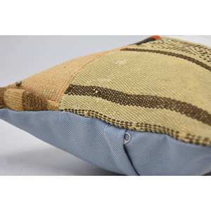 Beige Wool Kantha <b>Pillow</b> 12x36 Inches Patchwork Embroidered Floral Vintage Square Print Woven Decorative Cushion for <b>Sofa</b> - Product Image 5