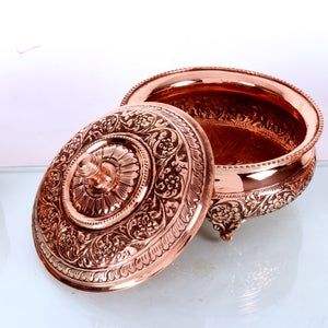Copper serving <b>pot</b> with sturdy brass handles for easy carrying serving hot curries dals <b>biryani</b> rice dishes everyday use - Product Image 3