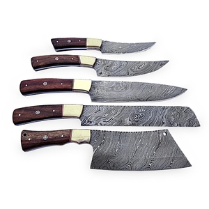Vente en gros de couteaux de chef japonais personnalisés de qualité supérieure OEM ODM service professionnel Damas ensemble de couteaux de chef à manche en bois - Product Image 3