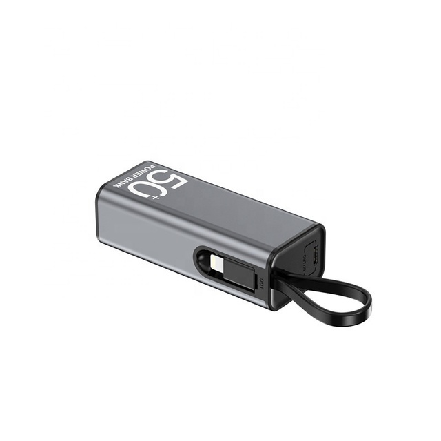 High-Capacity 5000mah Portable Bank Type-c Fast Charging Built-in Cables Micro USB 10W Mobile Phone External Battery Charger