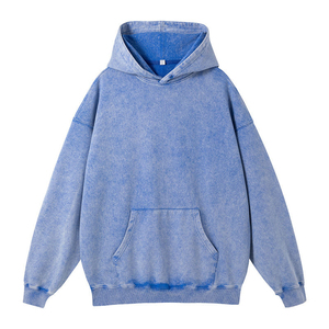 Sudadera con capucha recortada suelta lavada con ácido desgastada Vintage con logotipo personalizado para hombre, ropa de calle, sudaderas con dobladillo crudo en blanco, Digital para invierno - Product Image 6