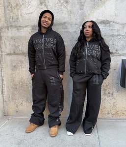 Ensemble survêtement surdimensionné personnalisé pour hommes, sweat-shirt et pantalon de survêtement, coton lourd de qualité supérieure, molleton respirant, ensemble deux pièces - Product Image 3