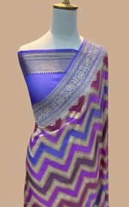 Sari de Georgette Khaddi Banarasi Puro Tejido a Mano, Superventas, Semi-Artesanal, Suave, Lujoso, con un Flujo Exquisito y Trabajo de Zari, Ideal para Fiestas y Eventos - Product Image 2