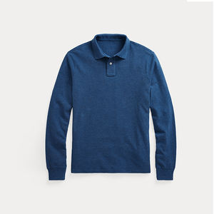 Tricot décontracté en jersey coupe ajustée pour hommes pour polo pull de golf à manches longues avec motif solide de teinture de vêtement foncé - Product Image 3