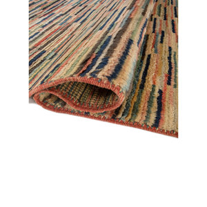 Hand Knotted Wool Rug Vintage Gold Striped Abstract Pattern Plush for Home Living Room Hallway New Rectangle <b>Carpet</b>-Pae-1054(Fr) - Product Image 2