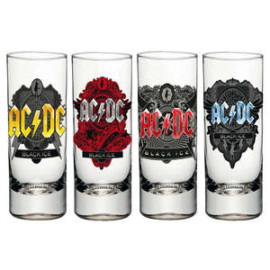Verres à shot AC/DC Black Ice avec logo personnalisable, capacité de 2 oz, style américain classique, design cylindrique en cuir miniature pour vin et bière - Product Image 1
