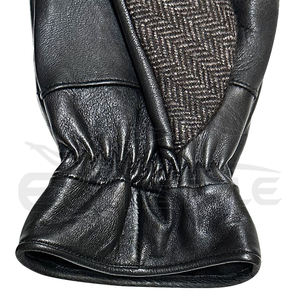 <b>Mens</b> Winter <b>Gloves</b> Genuine Black <b>Leather</b> Grey Tweed Wool Adult Style Bulk Manufacturer Exporter Stylish Winter Dress <b>Gloves</b> - Product Image 6