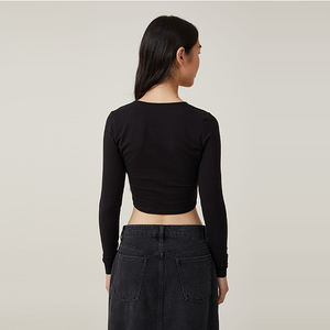 100% coton extensible matériel vêtements de mode nouvelles manches Reglan coupe régulière vente chaude en gros femmes chemises à manches longues - Product Image 3