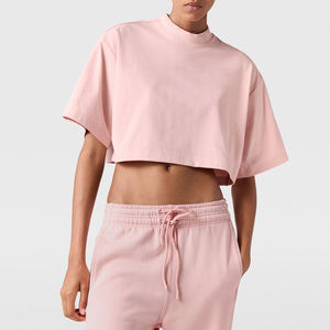 Camiseta corta de algodón para mujer, camiseta informal de manga corta con serigrafía personalizada para ropa de moda de verano - Product Image 4